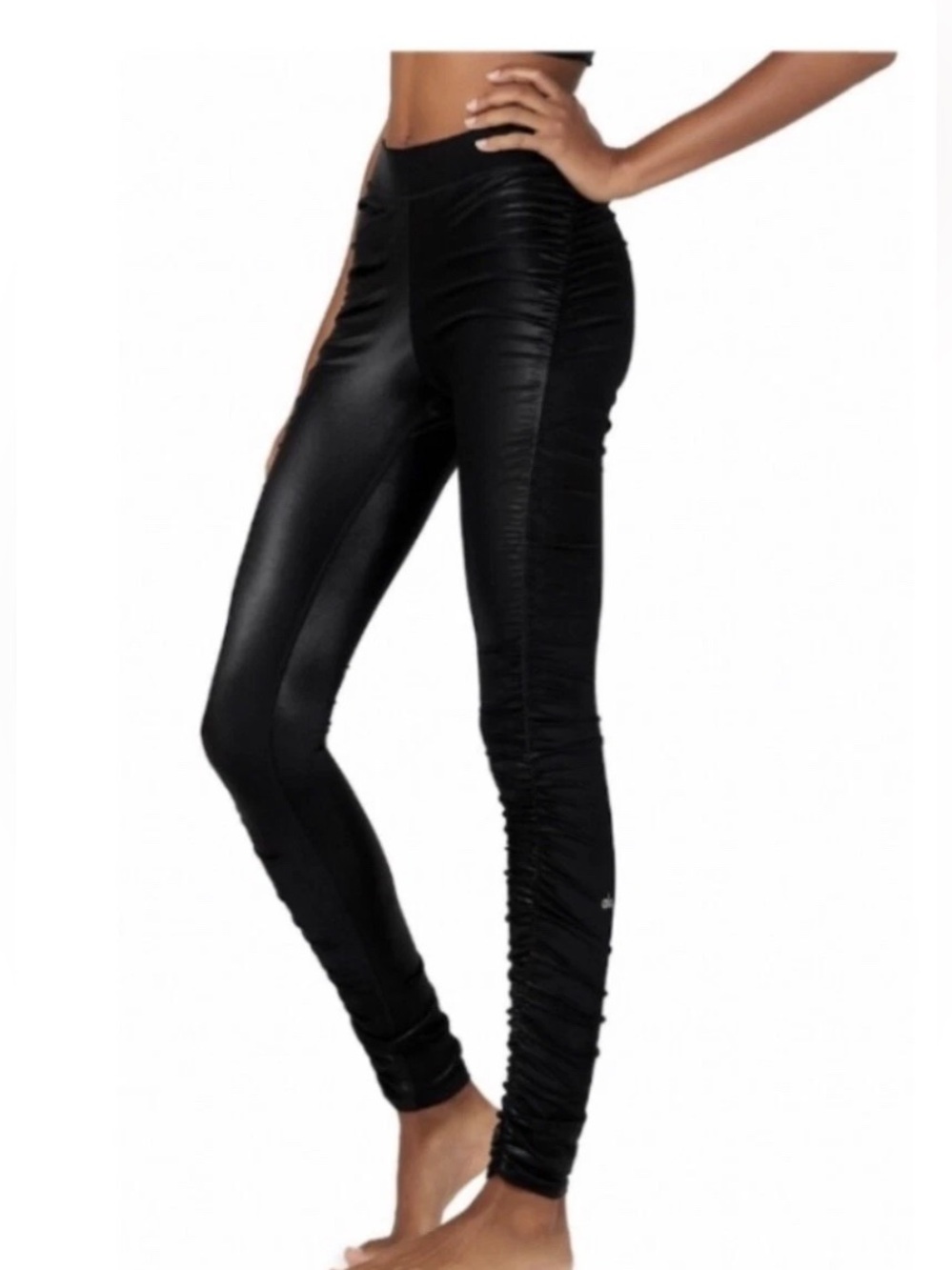 ALO Yoga High-Waist Cinched Legging Shine Black Large‎ Activewear Athleisure